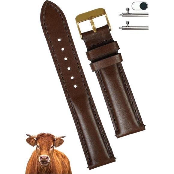 Leather Watch Band Quick Release Leather Strap For Women Handmade
